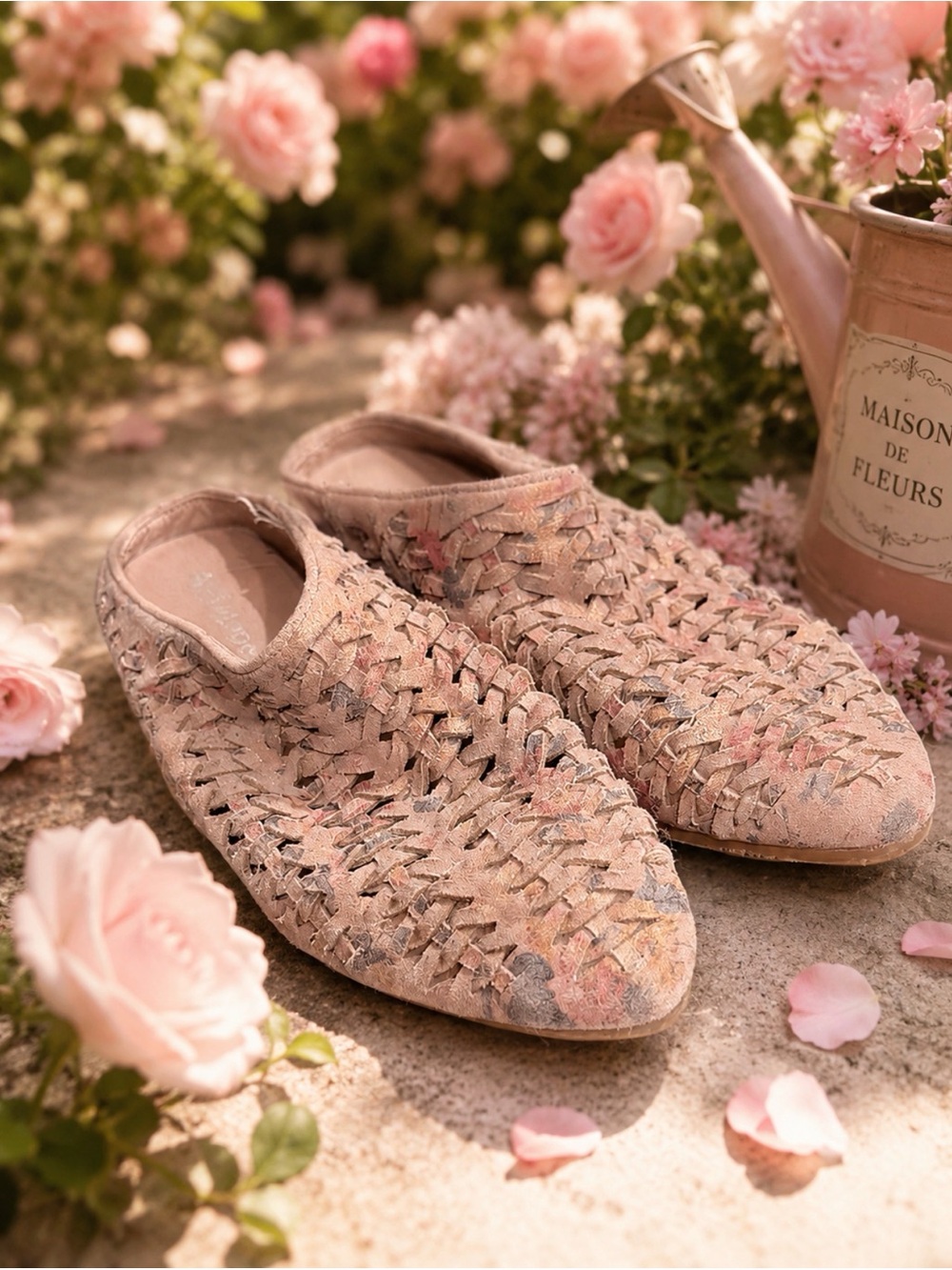 Antelope Woven Slip-On Mules in Blush Pink 37/6-6.5